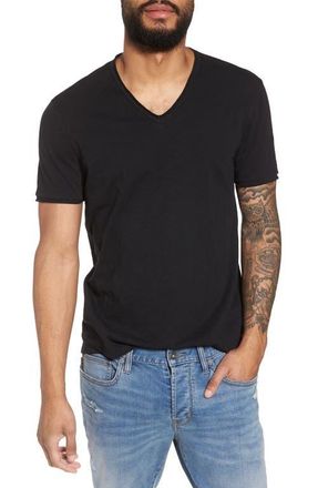 John Varvatos Slim Fit Slub Jersey V-Neck T-Shirt in Black at Nordstrom, Size Xx-Large