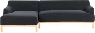Beliani Beliani - Stylish Right Hand Corner Sofa Polyester Fabric Wooden Legs Living Room Black Sosjo