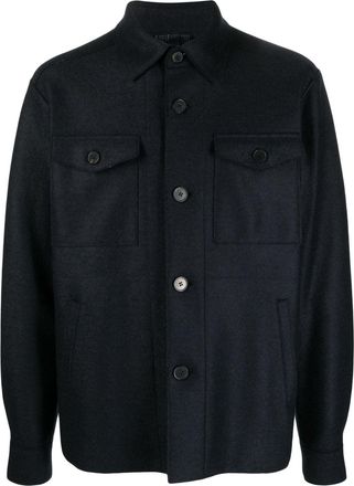 Harris Wharf London button-up virgin-wool shirt jacket - men - Virgin Wool - 50 - Blue