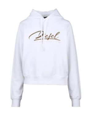 Diesel White Cotton Womens Cropped Sweatshirt