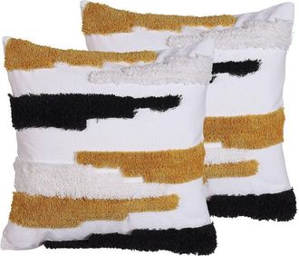 Beliani Set of 2 Decorative Cushions MONARDA 45 x 45 cm Multicolour Abstract Pattern