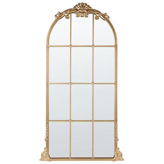Beliani Espejo De Pared Decorativo Con Forma De Ventana Estilo Glamuroso 66 X 124 Cm En Color Dorado Noidan