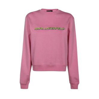 Karl Lagerfeld Sweatshirt met ronde hals - Dames - Sweatshirts - Roze - S - Katoen - Hoodies & sweatvesten