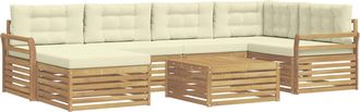 vidaXL Conjunto De Sof&aacute;s De Exterior 7 Uds. Blanco Y Crema Vidaxl