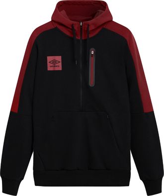 Umbro Heren Terras Half Zip Hoodie (Zwart/Tibetaans Rood)