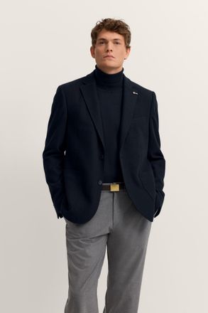 Bugatti Sakko BUGATTI Modern Fit, Herren, Gr. 50, blau (390, marine), 60% Polyester, 40% Baumwolle, unifarben, normal, Manschette, Sakkos Sakko, klassisch & e