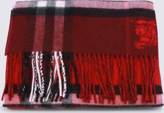Burberry Red And Black Cashmere Scarf