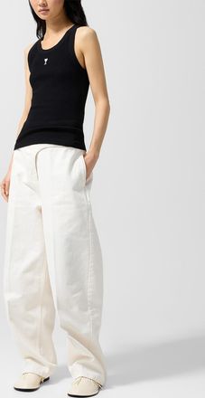 Ami Womens Rounded fly barrel-leg jean