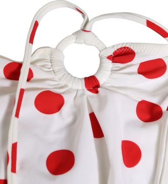 Dolce & Gabbana Womens White Polka Dot One-Piece Swimsuit Swimwear And Red Elastane Nylon Clothing