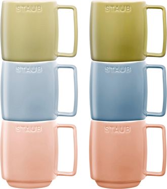 Staub Ceramic Dinnerware 6-pc 12 oz. Mug Set - Macaron Pastels