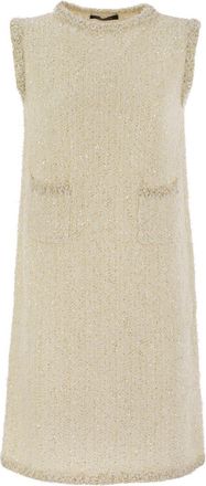 Fabiana Filippi Womens Mini Dress In Tweed-effect Yarn - Ivory Cotton - Size EU 44 (Womens)