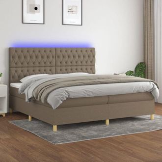 vidaXL Vidaxl - Cama Box Spring Colch&oacute;n Y Luces Led Tela Gris Taupe 200x200 Cm