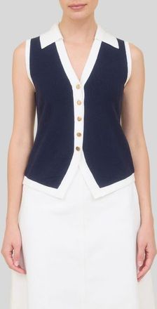 ZOE AND CLAIRE Sleeveless Button-Up Sweater in Navy/white at Nordstrom, Size X-Small