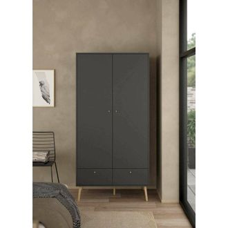 Dmora Dmora - Armario 2 Puertas Kahina, Muebles De Dormitorio, Vestidor, Armario De Ropa, 99x58 H200 Cm, Gris