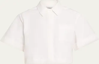 SIMKHAI Ryett Short-Sleeve Cropped Shirt
