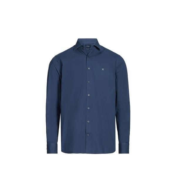 Chemise droite en coton rayé Bleu