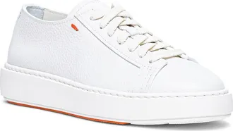Santoni Womens Anginal White Tumbled Leather Sneaker at Nordstrom, Size 10.5