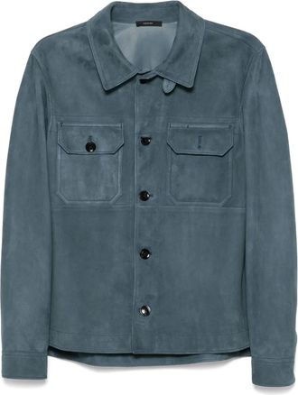 Tom Ford Giacca-camicia in pelle scamosciata - Blu