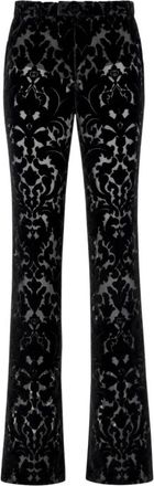 Gucci Broeken, Dames, Zwart, M, Polyester, Floral Devore Velour Broek