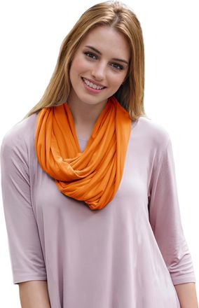 Lina & Lily Premium Modal Jersey Knit Womens Infinity Scarf Snood Lightweight (Orange)