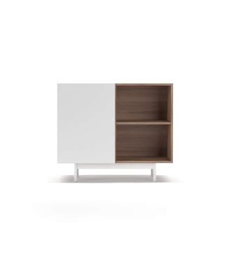 HERDASA Herdasa - Mueble Auxiliar Modelo 601-2 Acabado En Nogal/blanco. 78 Cm (alto) X 90 Cm (ancho) X 34 Cm (prof.)