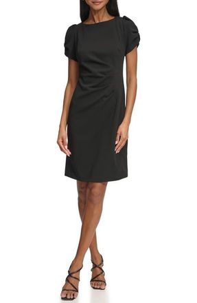 Karl Lagerfeld Short Sleeve Crepe Sheath Dress in Black at Nordstrom, Size 12