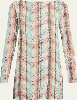 Missoni Multi-Technique Long-Sleeve Mini Dress