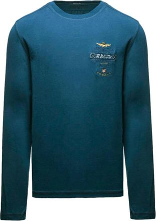 Aeronautica Ts 2470Uj 00705 T-shirt met lange mouwen - Heren - Longsleeves - Blauw - 3XL - Katoen - Tops