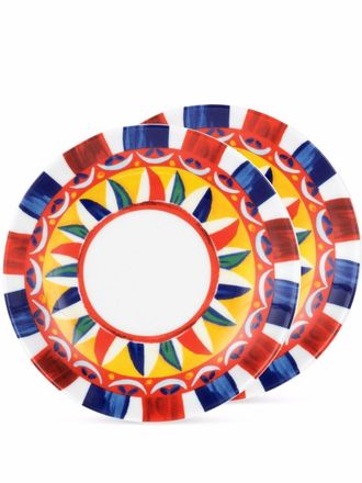 Dolce & Gabbana Set di due piatti da dessert Carretto con stampa - Bianco