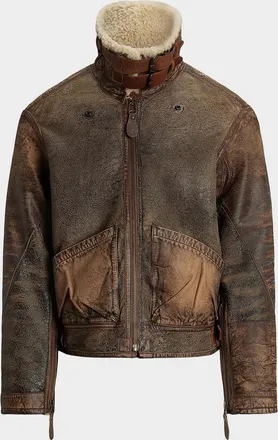 Polo Ralph Lauren Men & apos;s Shearling-Lined Leather Bomber Jacket