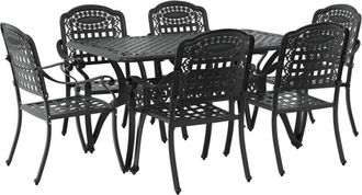 vidaXL 7 Piece Garden Dining Set Black Cast Aluminium vidaXL