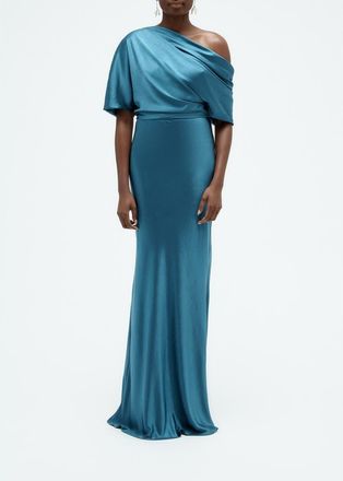 Amsale Liquid Satin Slouch Gown in Ocean at Nordstrom, Size 12