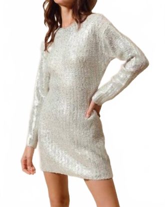 So Me Mindy Metallic Holiday Sweater Dress In Silver