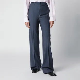 Max Mara Pantalone classico in lana vergine blu