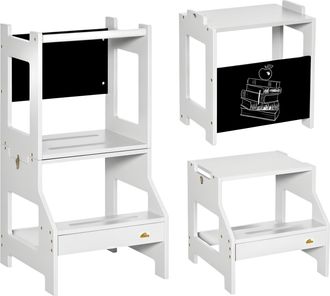 OEM Torre De Aprendizaje 2 En 1 Convertible En Escritorio Con Pizarra Y Barra De Seguridad 42x44x86 Cm Gris