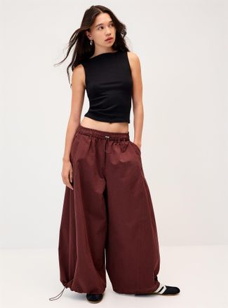 Twik Womens Toggle-waist barrel-leg twill pant