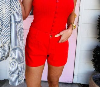 Dear John Denim Carlisle High Rise Pocket Short In Firetruck Red