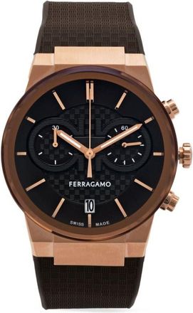 Ferragamo Sapphire Chrono 41mm - men - Rubber/stainless steel - OS - Brown