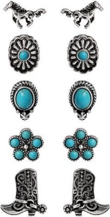 Jessica Simpson Western Turquoise Earring Set in Silver at Nordstrom