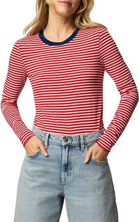 Splendid Stripe Long Sleeve Tee in Navy Blue/Route/White at Nordstrom, Size Large