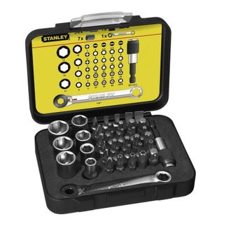 Stanley 1-13-907 Inserti, 25 mm, Attacco 1/4 con Portainserti Magnetico, Set di 39 pz + Chiave Portainserti
