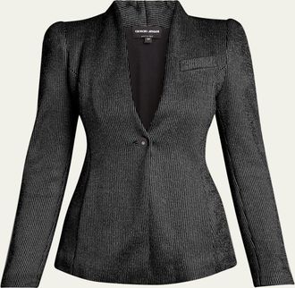 Giorgio Armani Textured Jersey Jacquard Single-Breasted Blazer
