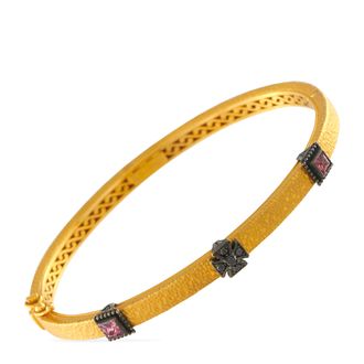 Konstantino 18K Yellow Gold Black Diamond and Tourmaline Bangle Bracelet KS06-050426
