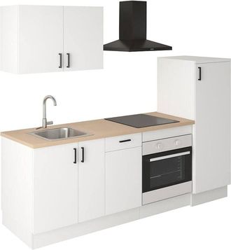 Dmora Cocina completa Telinea, Composición cocina moderna, Set cocina modular, Solución cocina funcional, Blanco y Roble - Dmora