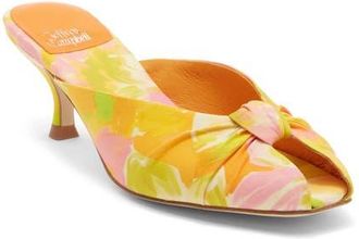 Jeffrey Campbell Twista Kitten Heel Sandal in Orange Multi Floral at Nordstrom, Size 8.5