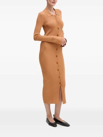 Patrizia Pepe buttoned long-sleeve midi dress - Brown