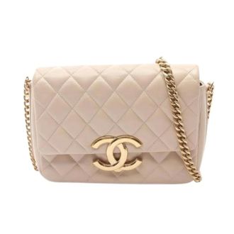 Chanel Pre-owned Leather chanel-bags - Dames - Pre-owned - Beige - Maat: ONE Size Leer