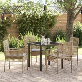 vidaXL Conjunto De Comedor De Jard&iacute;n Con Coj&iacute;n 5 Pcs Beige Polirat&aacute;n Vidaxl