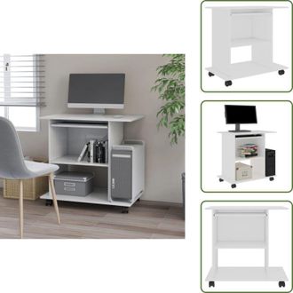 vidaXL The Living Store Scrivania ad Angolo Bianca 80x50x75 cm in Legno Multistrato - Scrivania per computer