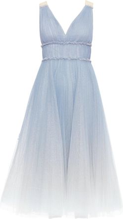 Marchesa Notte Ombre Ruched Waist Tulle Dress